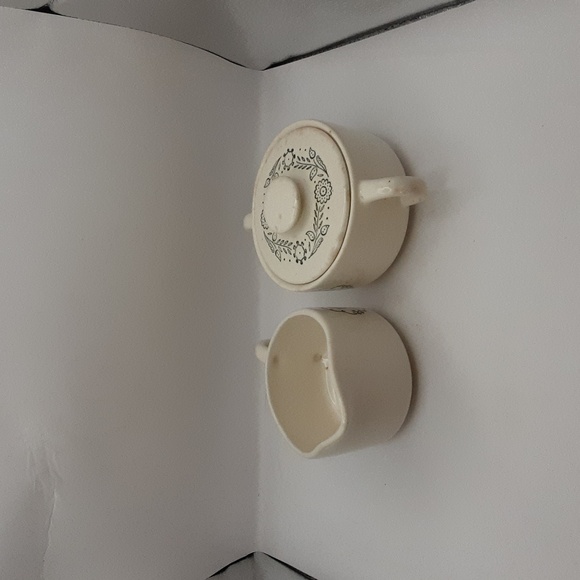 Vintage Scio Pottery Provincial Green Rooster Weather Vane Creamer & Sugar Bowl - Picture 4 of 12